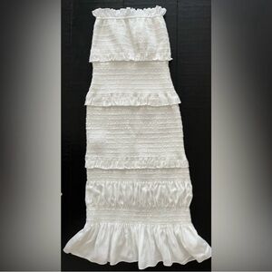 Gianni Bini White Ruffled Strapless Dress